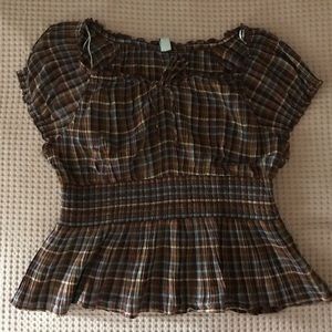 Brown Plaid Blouse
